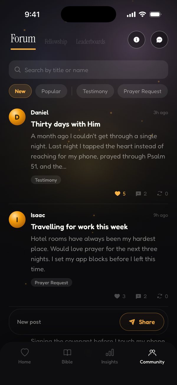 Forum: testimonies and prayer requests